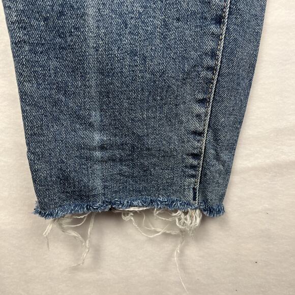 Old Navy Blue Jeans OG Straight High Rise 8 Tall Button Fly Stretch Raw Hem - Picture 4 of 7